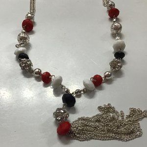 Independence Day Necklace w Blue and Silver toned